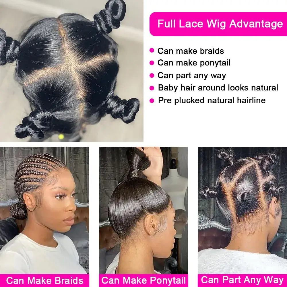 Full Lace Wig Straight 100% Human Hair Wigs