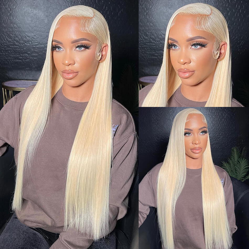 613 Blonde Lace Front Human Hair Wigs Straight Transparent 13x4 13x6 Lace Frontal Wig 180% Density