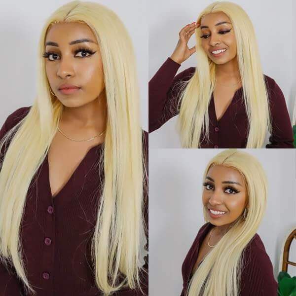 613 Blonde Ready To Wear Glueless 4*4 5*5 Transparent HD Lace Closure Straight Wig Pre-plucked