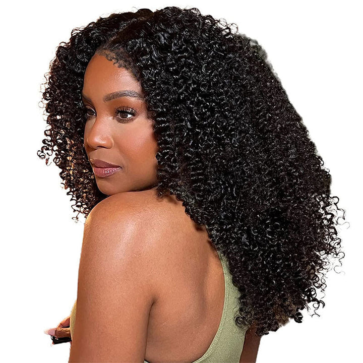 Handmade 4C Hairline Glueless Curly Lace Front Bob Wig With Curly Edges Kinky Baby Hair