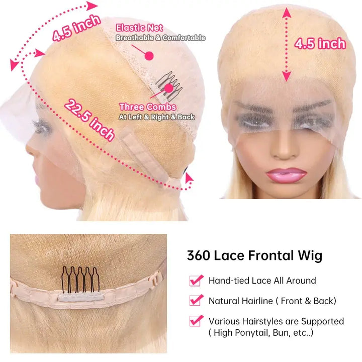 360 Transparent HD Lace Frontal 613 Wigs Brazilian Body Wave Human Virgin Hair Wigs Bling hair
