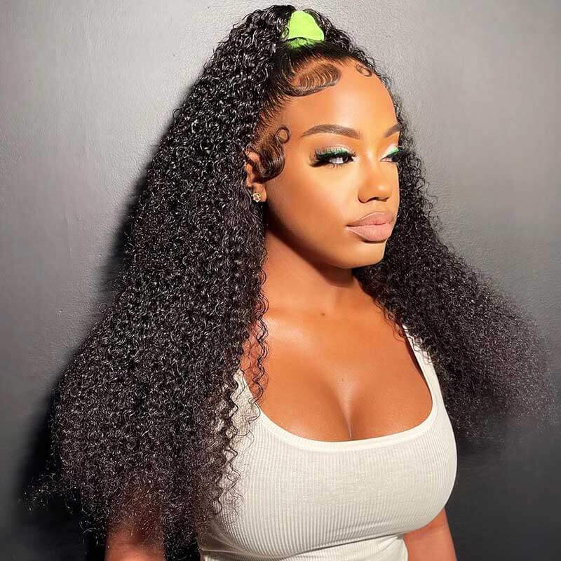 Kinky Curly 360 Lace Front Wig 100 Human Hair 180% 150% 250%Density