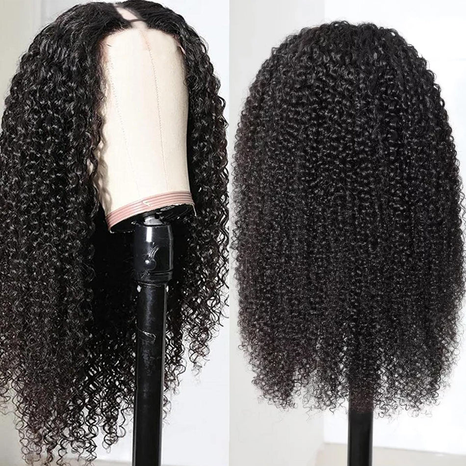 Kinky Curly U Part Wig Glueless Virgin Human Hair Real Scalp Great Protective