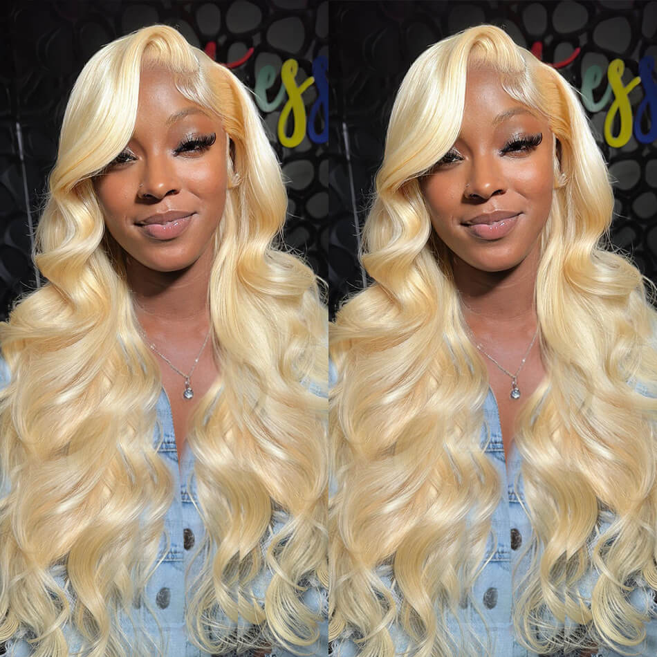 613 Blonde Body Wave 13x4 13x6 Transparent Lace Front Human Hair Frontal Wigs 180% Density