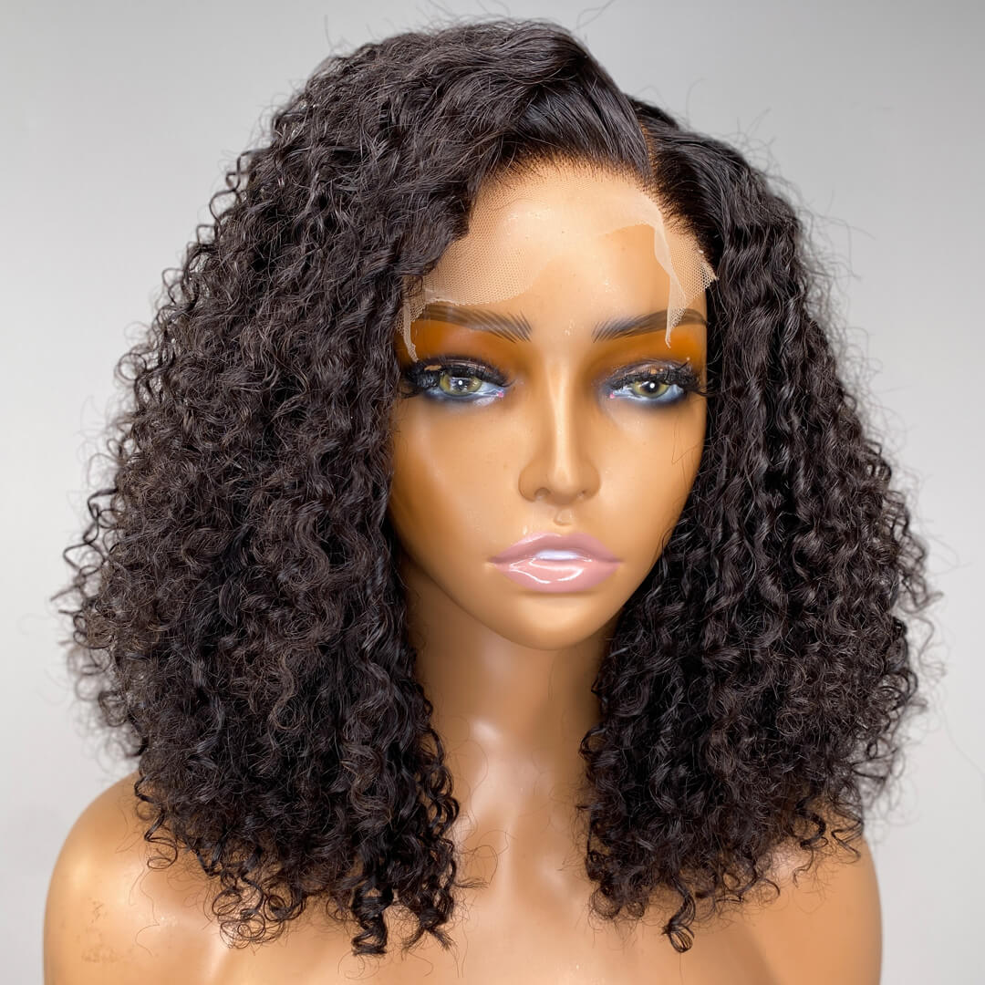 Natural Look Spiral Curly Lace Bob Wig 100% Human Hair