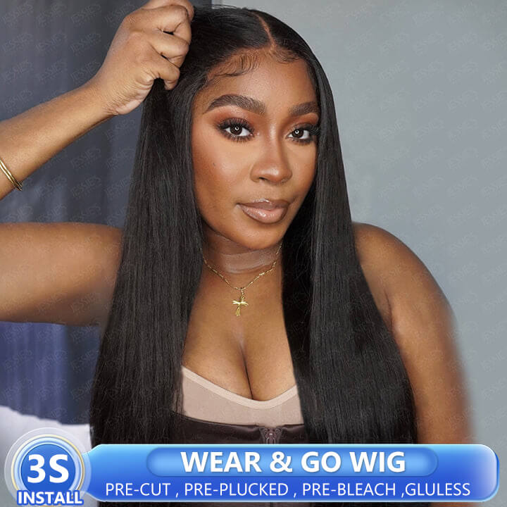 Straight Wear&Go Pre Cut Lace Closure Wig with Pre Plucked Hairline HD Lace Glueless Wigs