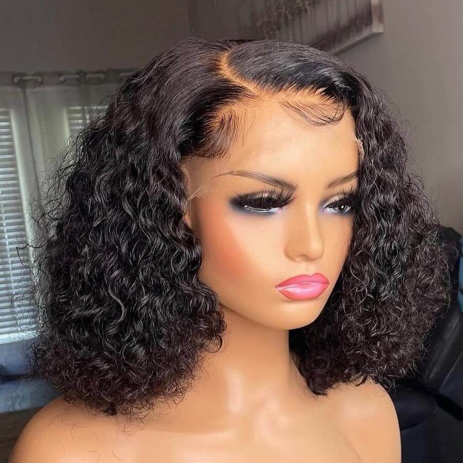 Water Curly Human Hair Wigs for Women Glueless Pre-Plucked Transparent Bob Wig Same Video