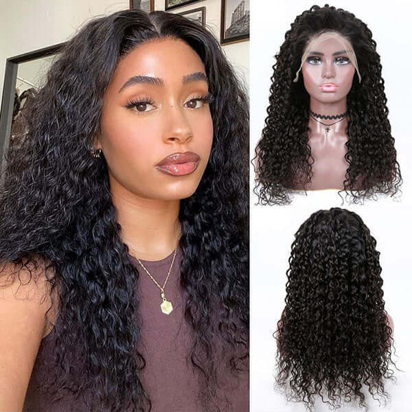 Water Wave 5x5 Glueless Lace Wigs Human Hair Pre Plucked Closure Wigs