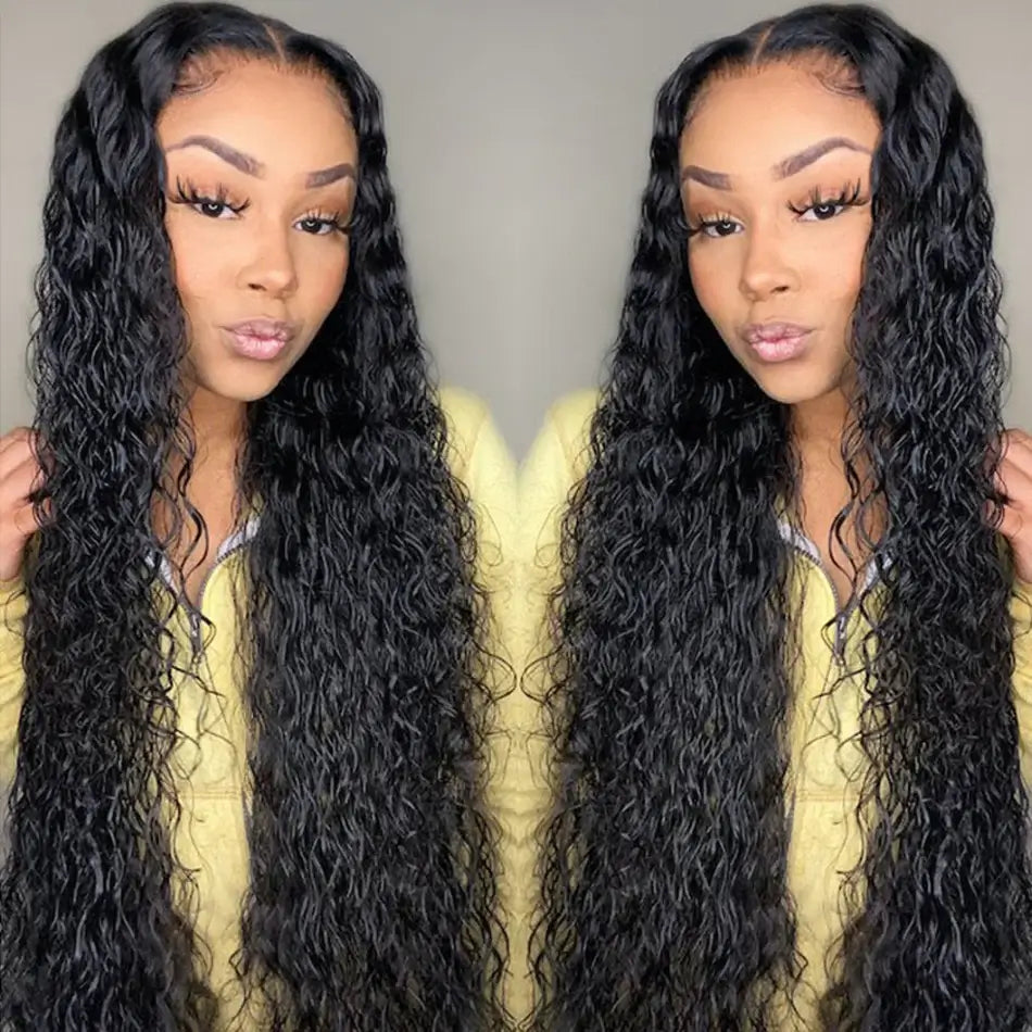Water Wave Human Hair Lace Closure Wig Brazilian Natural Hairline Wig BlingHair