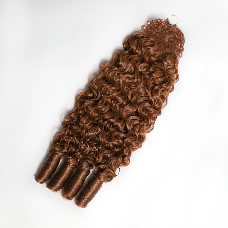 Bling Hair New In Color #30 Light Auburn Burmese Curly Crochet Human Hair for Miracle Knots Plush Texture Time-Saving Wear