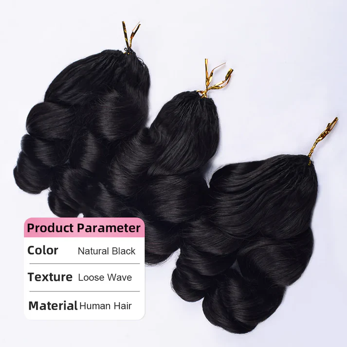 Bling Hair New In Loose Wave Crochet Hair Natural Black Human Hair Extensions