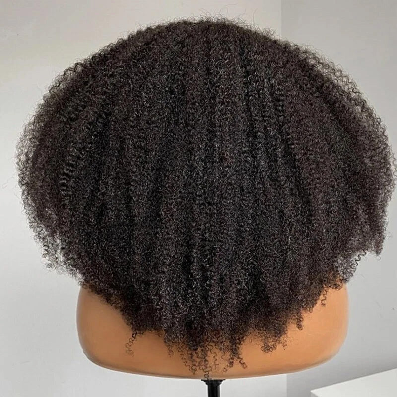 Afro Kinky Curly V Part Human Hair Wigs No Leave Out Glueless Wig