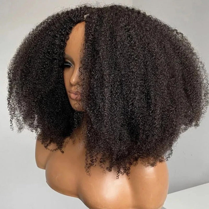 Afro Kinky Curly V Part Human Hair Wigs No Leave Out Glueless Wig