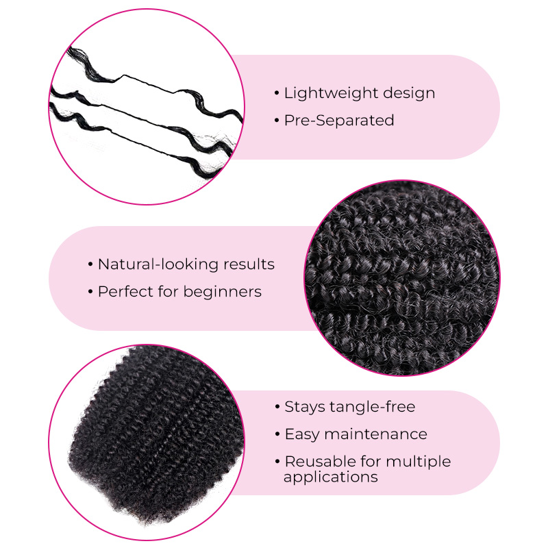 Bling Hair New In Afro Curly Crochet Human Hair for Miracle Knots, Boho Braid Ready – Time-Saving Pre-Separated Strands