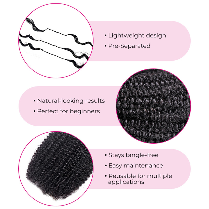 Bling Hair New In Afro Curly Crochet Human Hair for Miracle Knots, Boho Braid Ready – Time-Saving Pre-Separated Strands