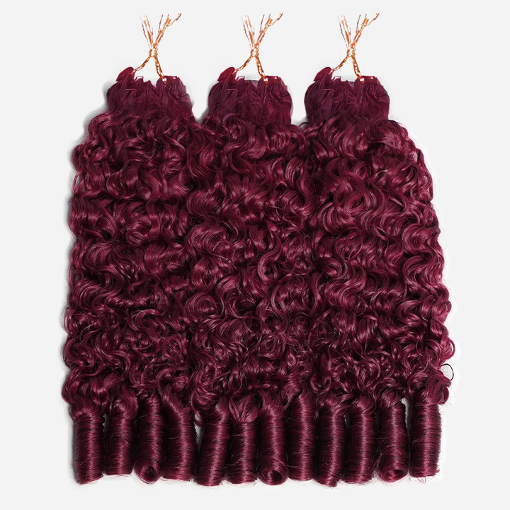 Bling Hair New In 99J Burgundy Burmese Curly Crochet Human Hair for Miracle Knots Plush Texture Time-Saving Wear