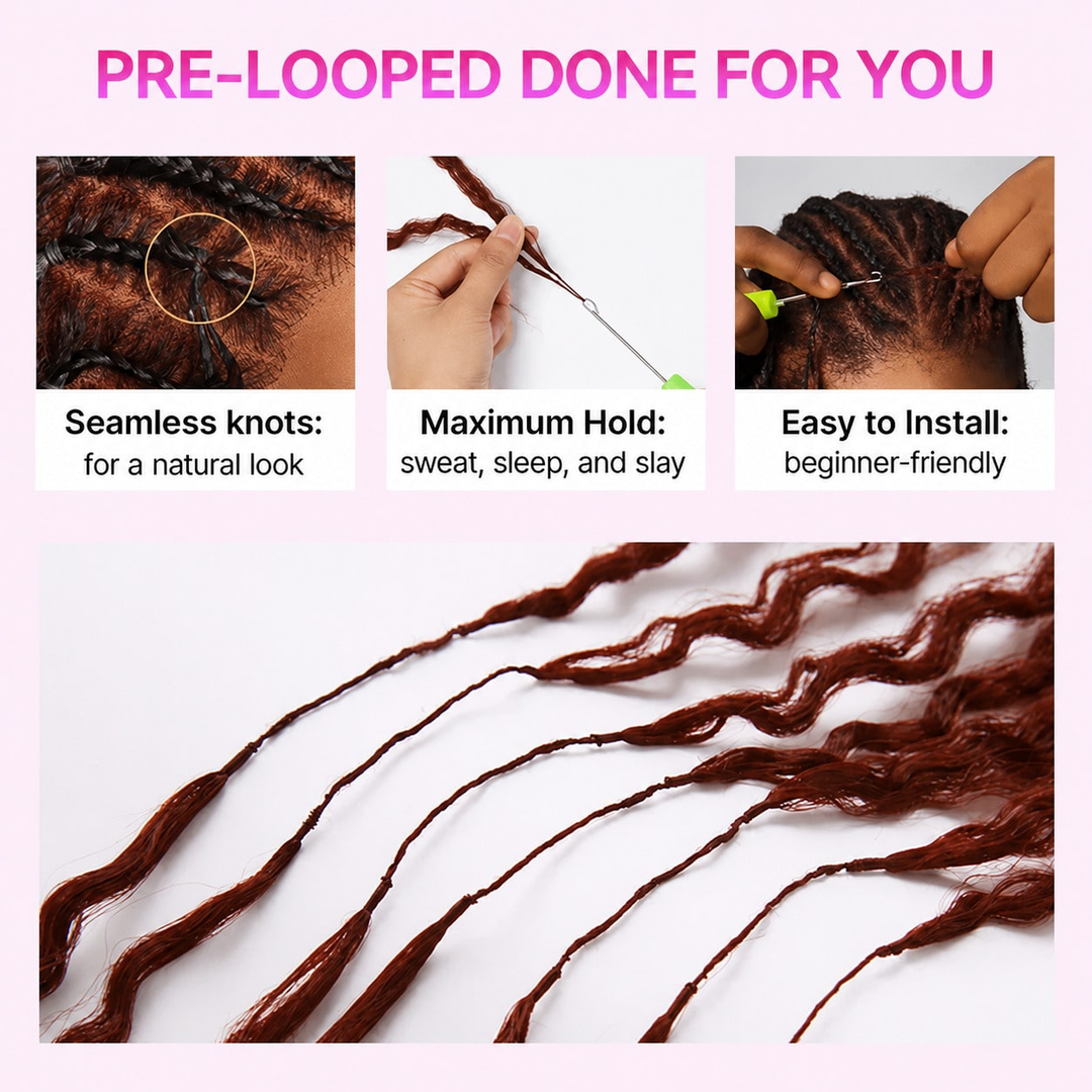 Bling Hair New In #33 Burmese Curly Crochet Human Hair For Black Women Reddish Brown Burmese Curly Crochet Hair Miracle Knots Plush Texture Time-Saving Wear[No Code Needed]