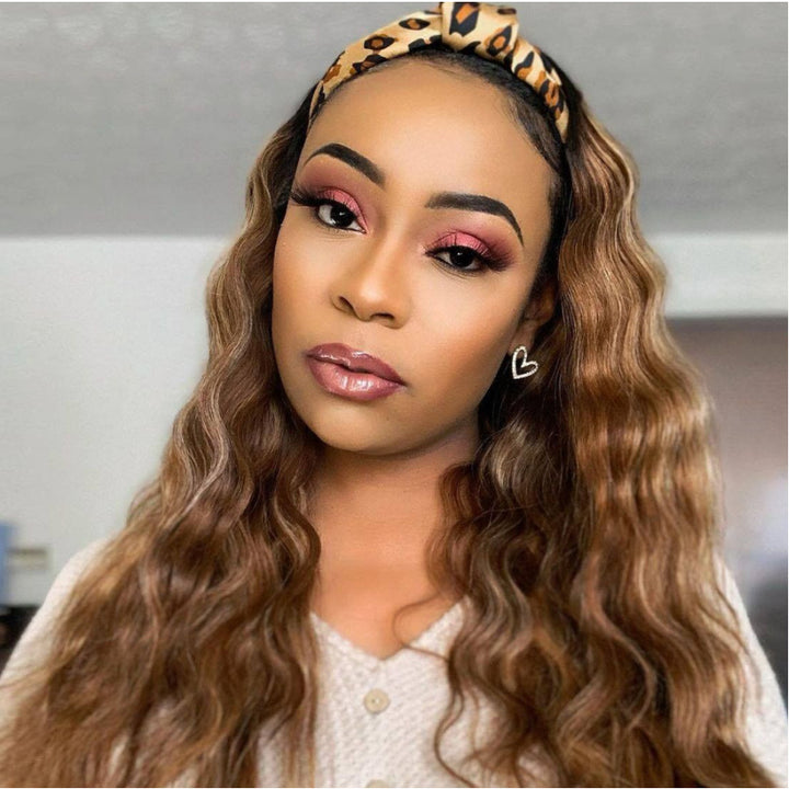 Brazilian Body Wave Wigs Highlight Ombre #4/27 Glueless Headband Human Hair Wigs Bling Hair | Square main image