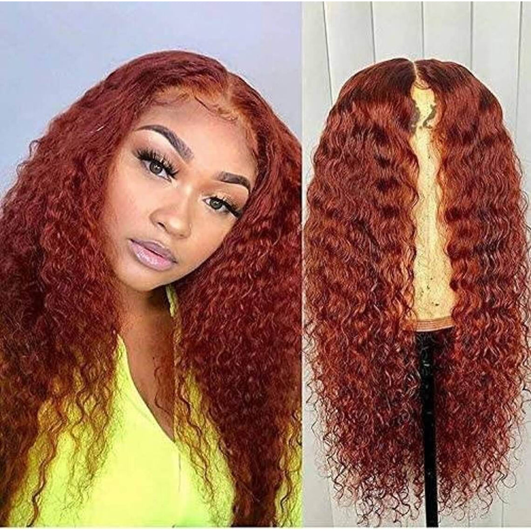 Gorgeous Ginger Color Water Wave Lace Wigs Human Hair Wigs | Square main image