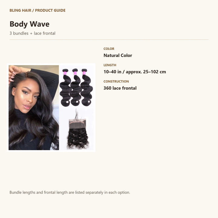 3 bundles + lace frontal — product specification guide