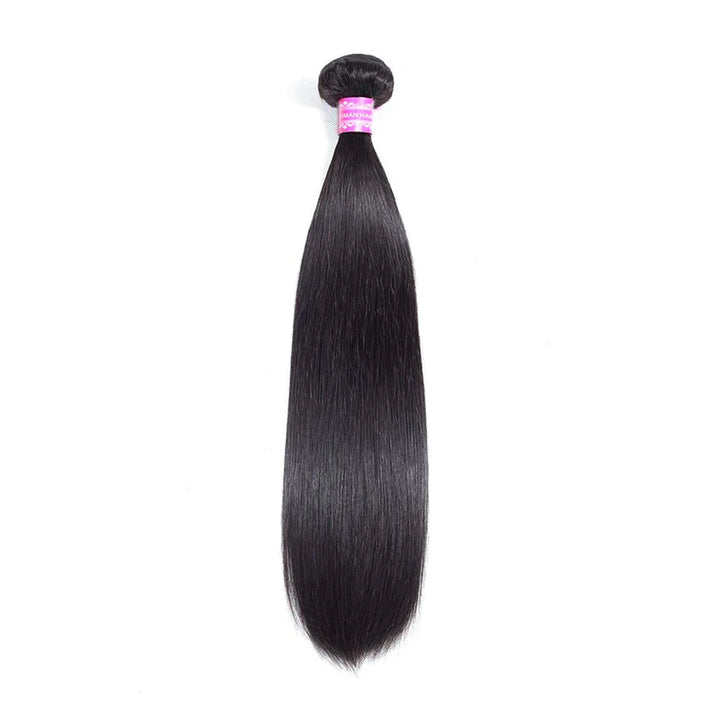 Straight human hair extension bundle in natural black, 100 ± 5 g