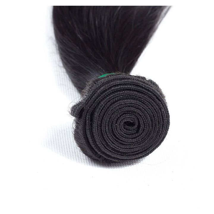 Straight human hair extension bundle in natural black, 100 ± 5 g