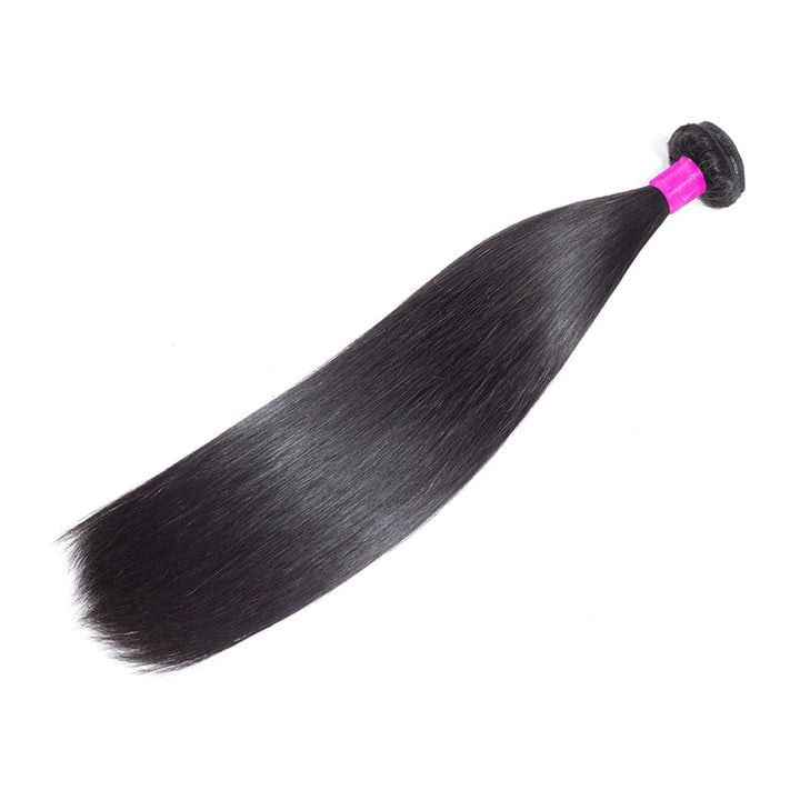 Straight human hair extension bundle in natural black, 100 ± 5 g
