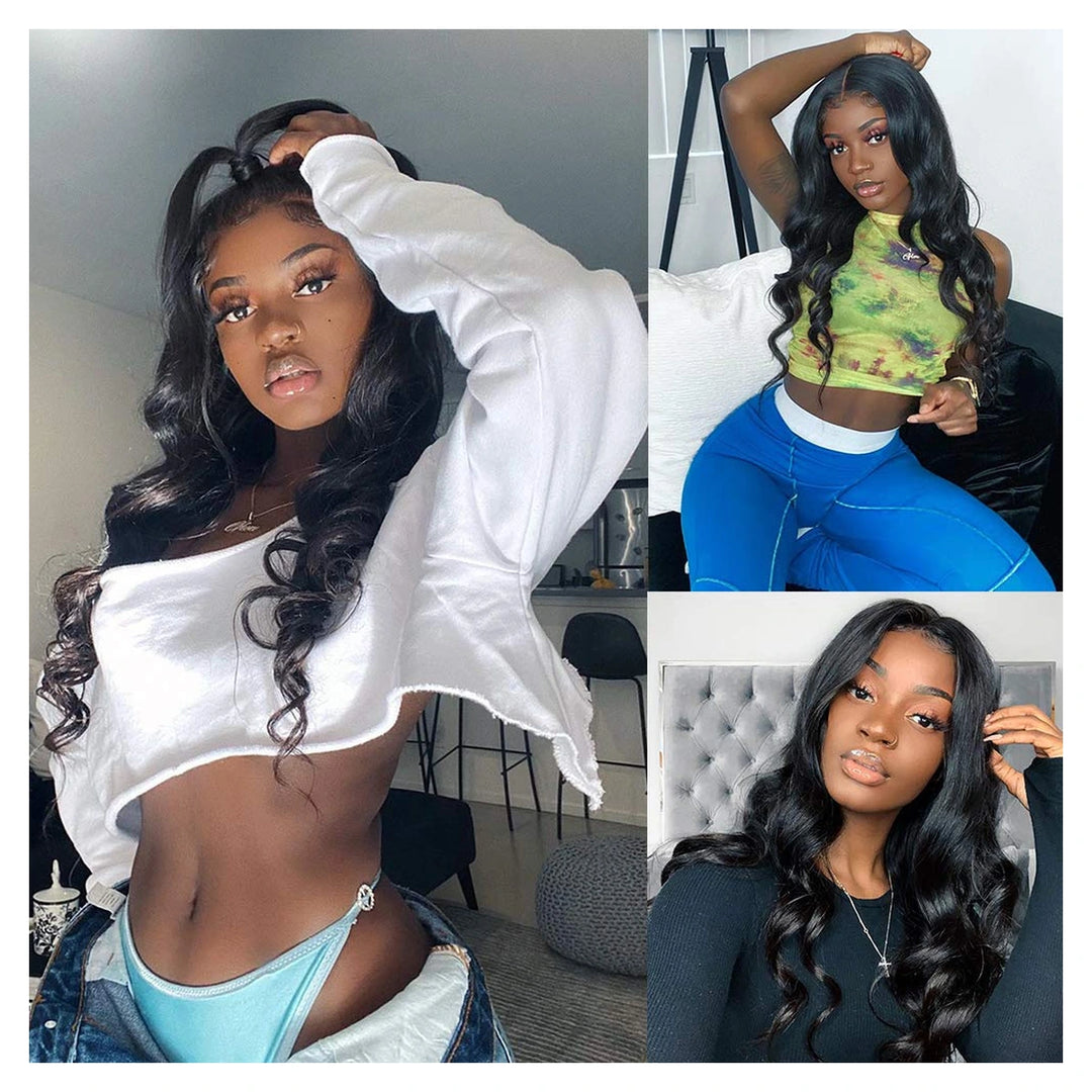 Loose Deep Wave human hair extension bundle in natural black, 100 ± 5 g