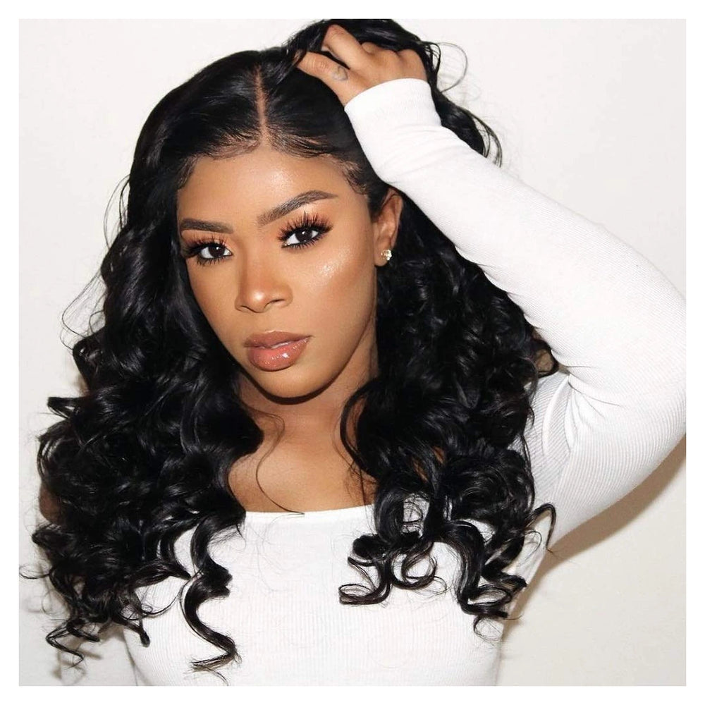 Loose Wave human hair extension bundle in natural black, 100 ± 5 g