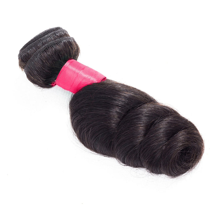Loose Wave human hair extension bundle in natural black, 100 ± 5 g