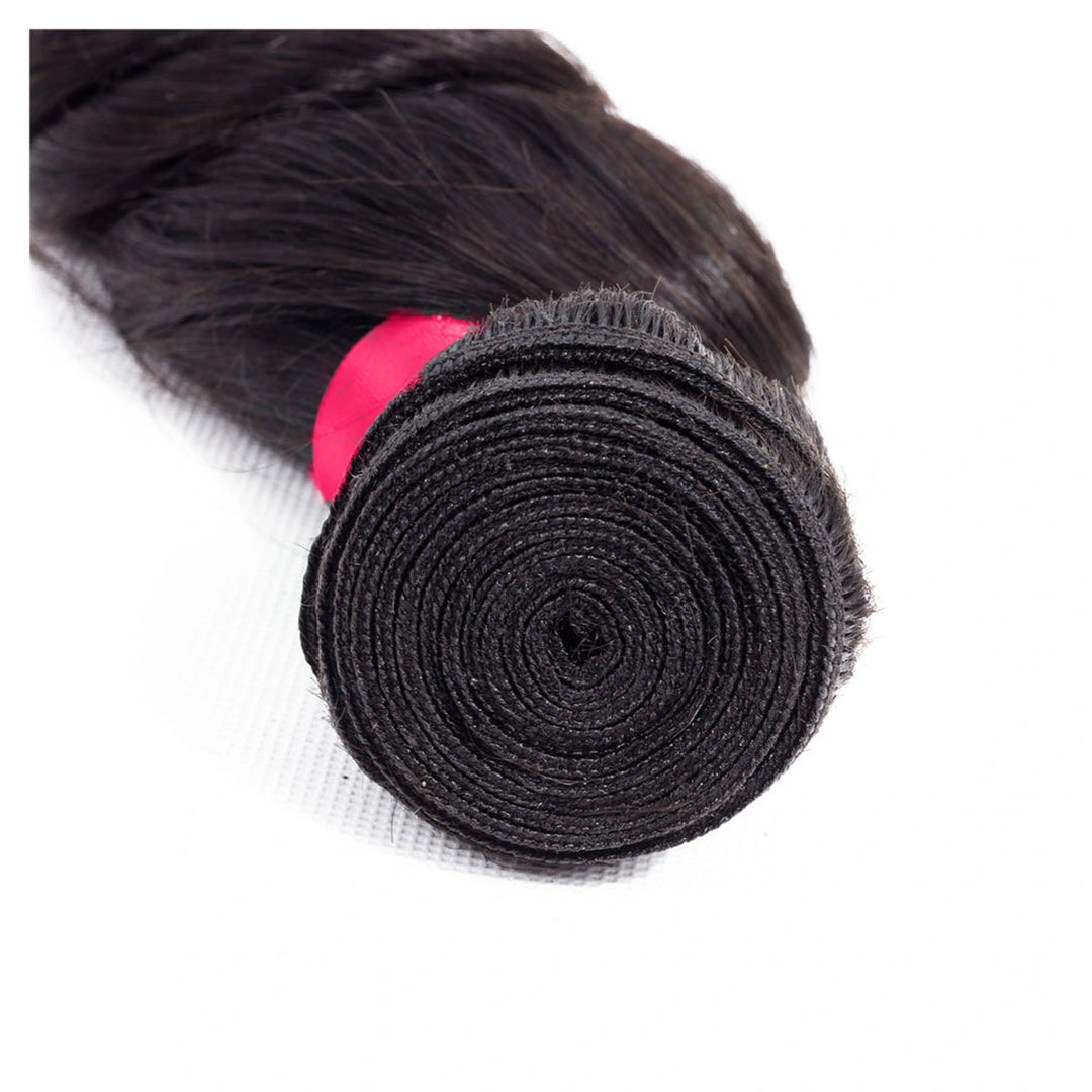 Loose Wave human hair extension bundle in natural black, 100 ± 5 g