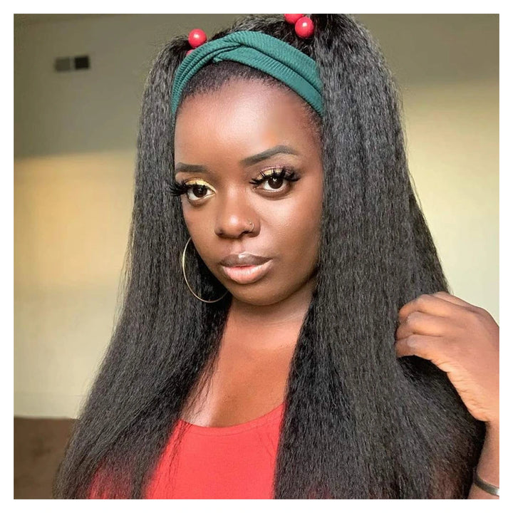 Kinky Straight human hair extension bundle in natural black, 100 ± 5 g