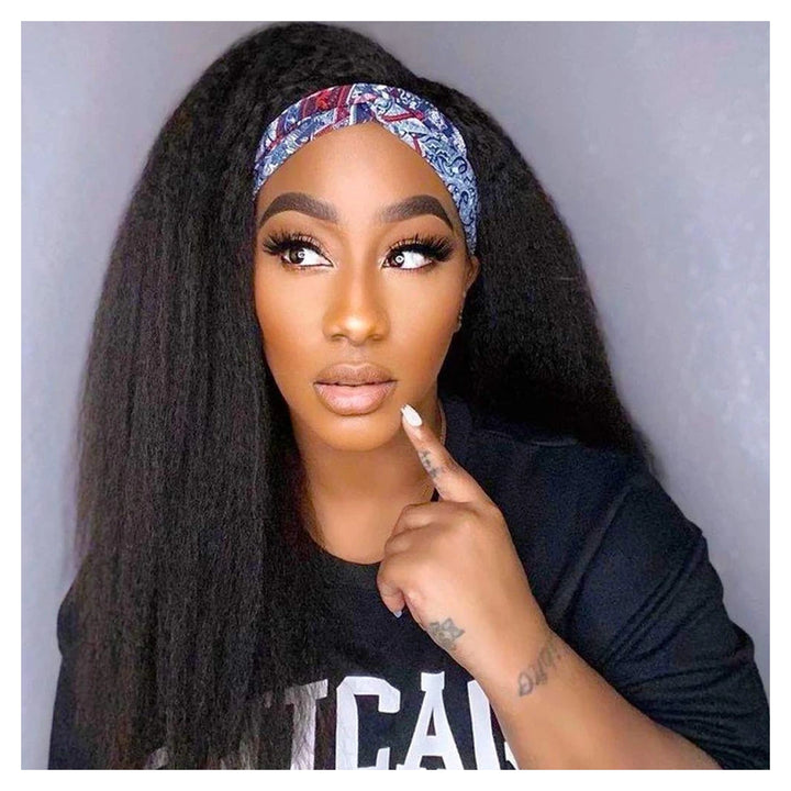 Kinky Straight human hair extension bundle in natural black, 100 ± 5 g