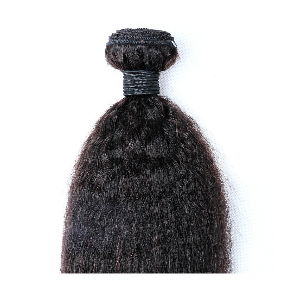 Kinky Straight human hair extension bundle in natural black, 100 ± 5 g