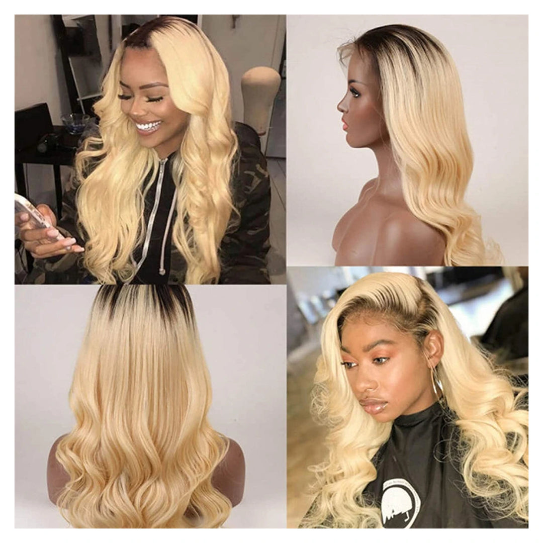Body Wave human hair extension bundle in color 1B/613, 100 ± 5 g