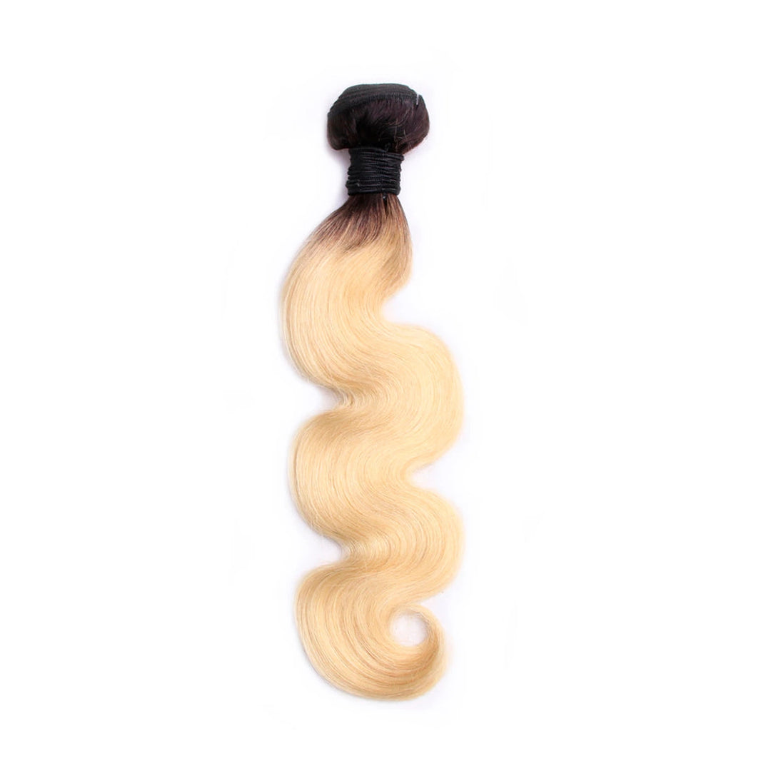 Body Wave human hair extension bundle in color 1B/613, 100 ± 5 g
