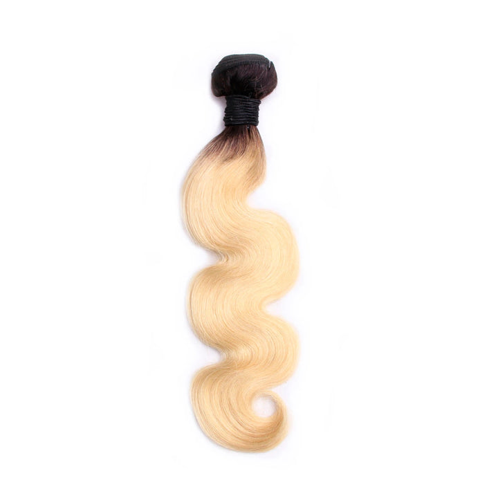 Body Wave human hair extension bundle in color 1B/613, 100 ± 5 g