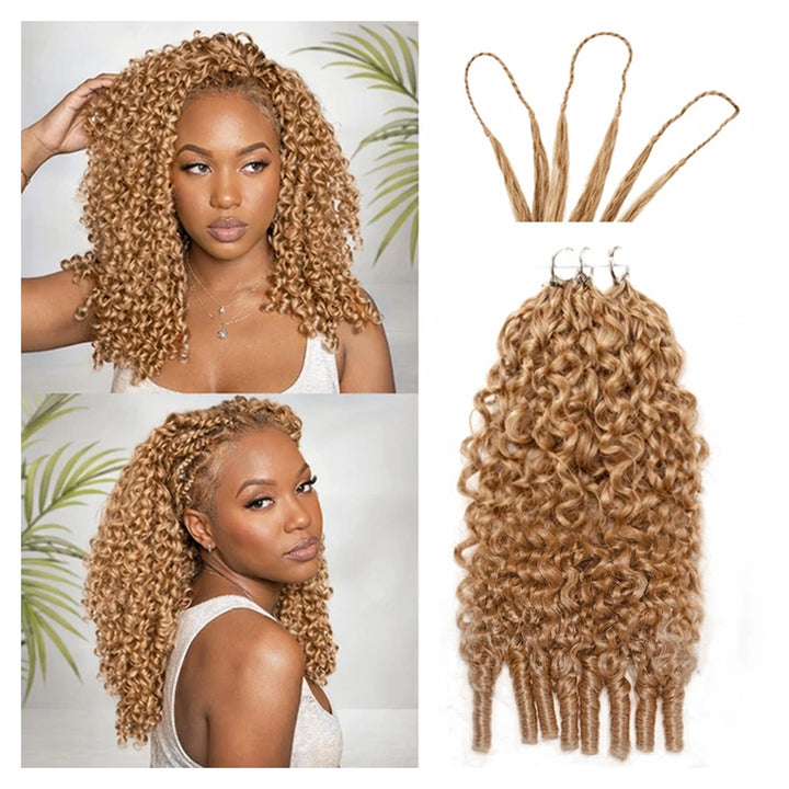 Burmese Curly human hair crochet extensions — #27 Honey Blonde