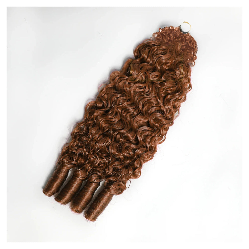 Burmese Curly human hair crochet extensions — #30 Light Auburn