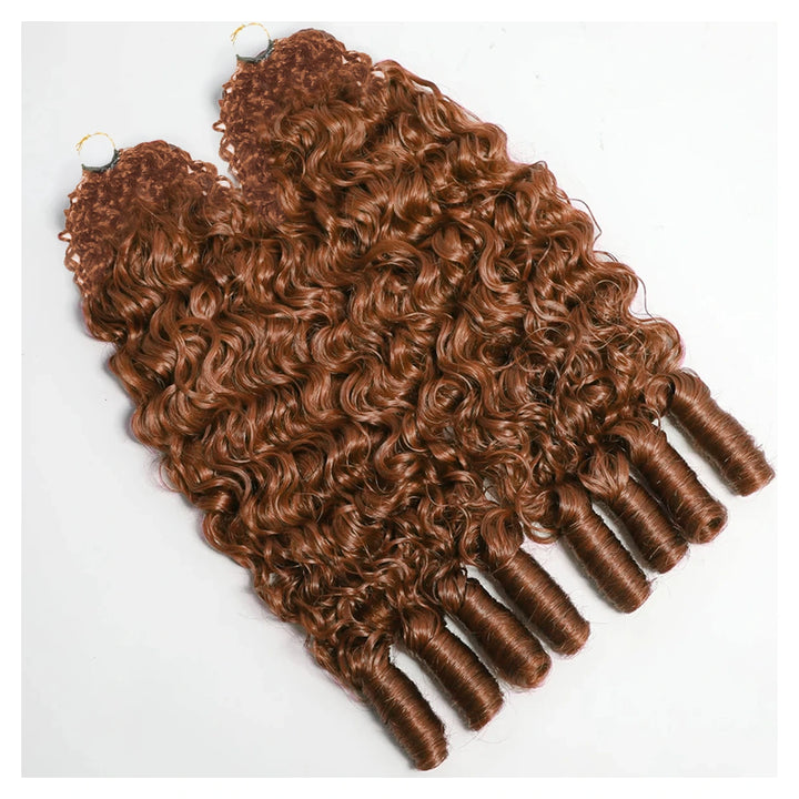 Burmese Curly human hair crochet extensions — #30 Light Auburn
