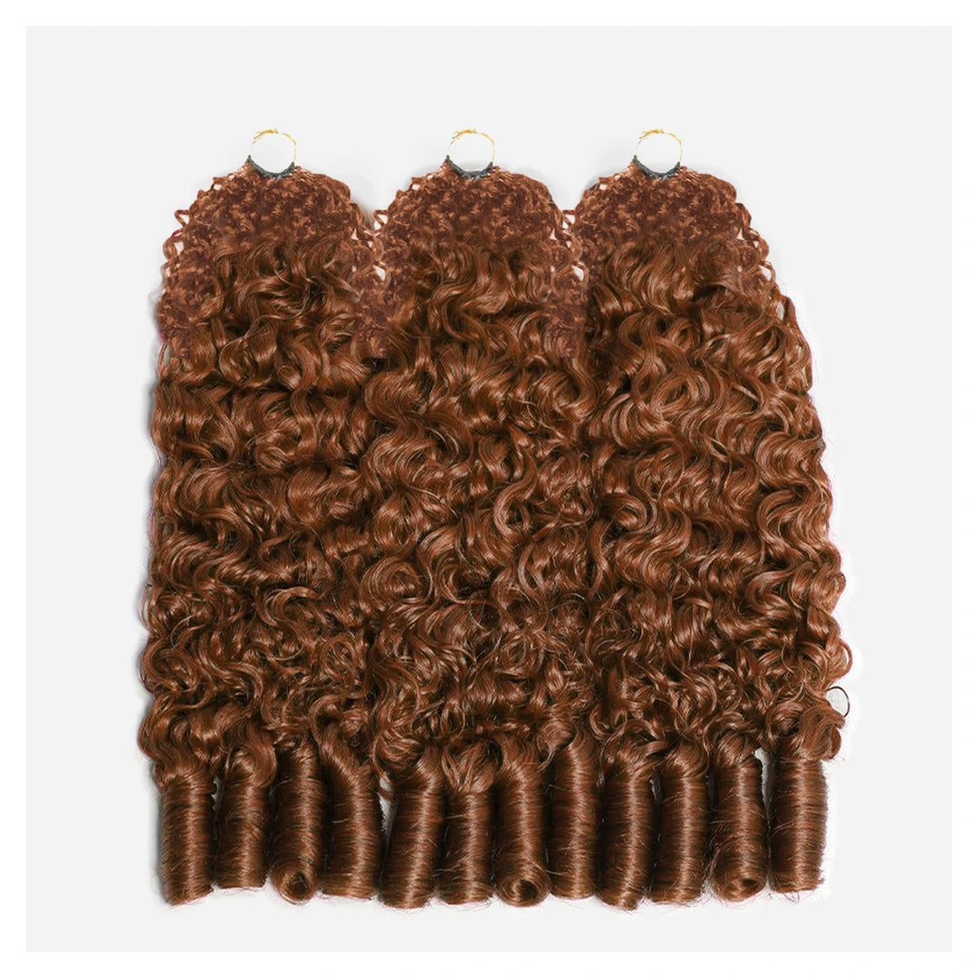 Burmese Curly human hair crochet extensions — #30 Light Auburn