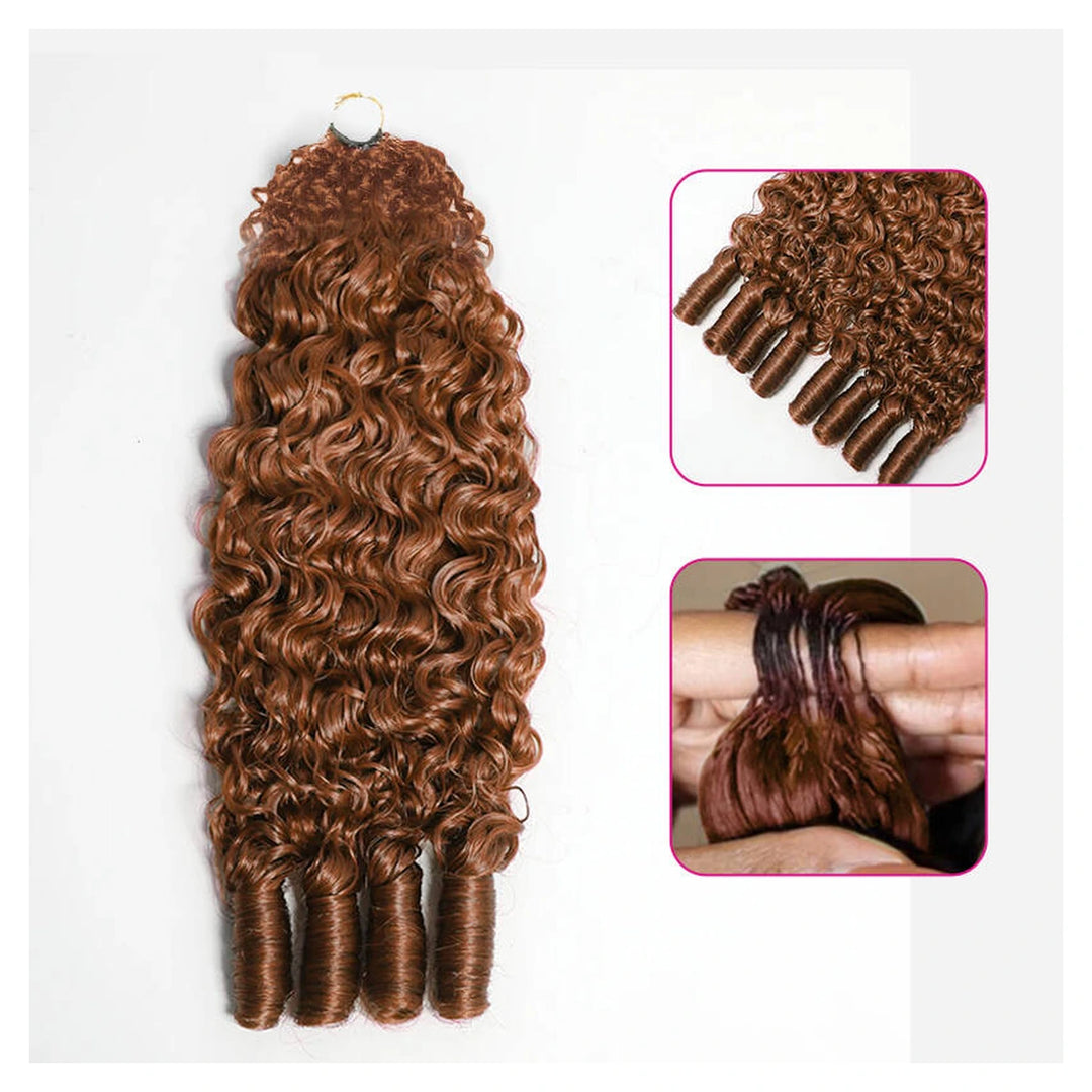 Burmese Curly human hair crochet extensions — #30 Light Auburn