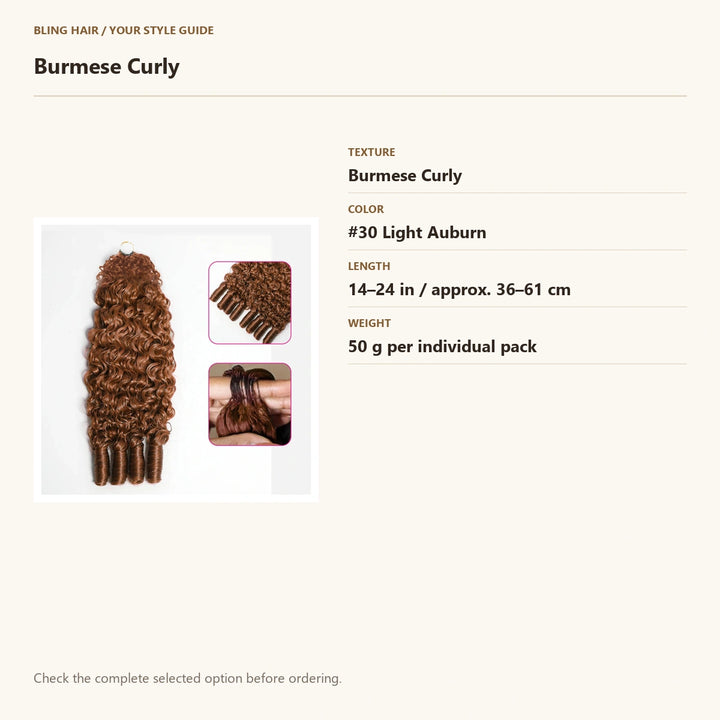 Verified selection guide: Burmese Curly — #30 Light Auburn