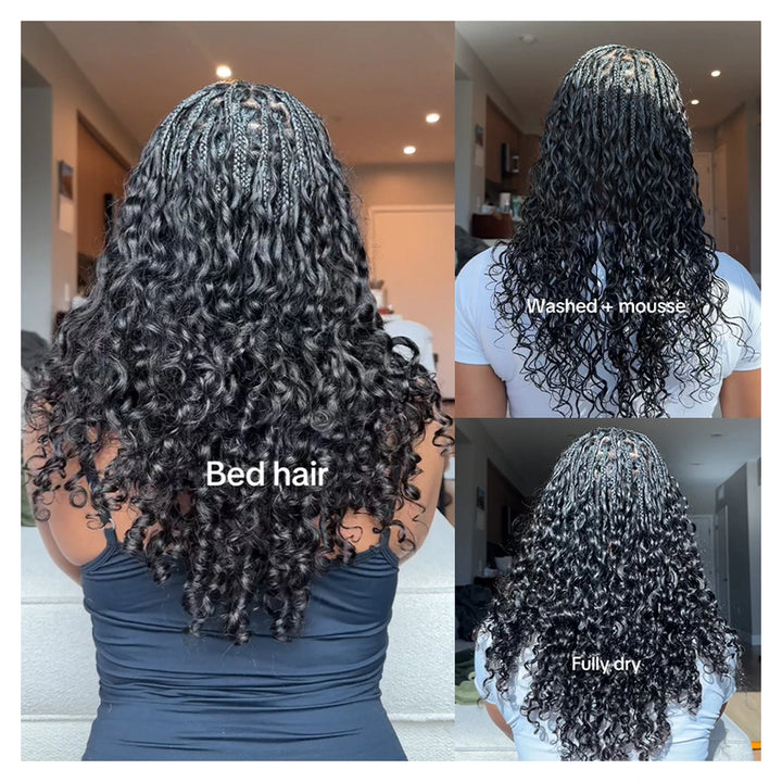Water Wave human hair crochet extensions — Natural Black