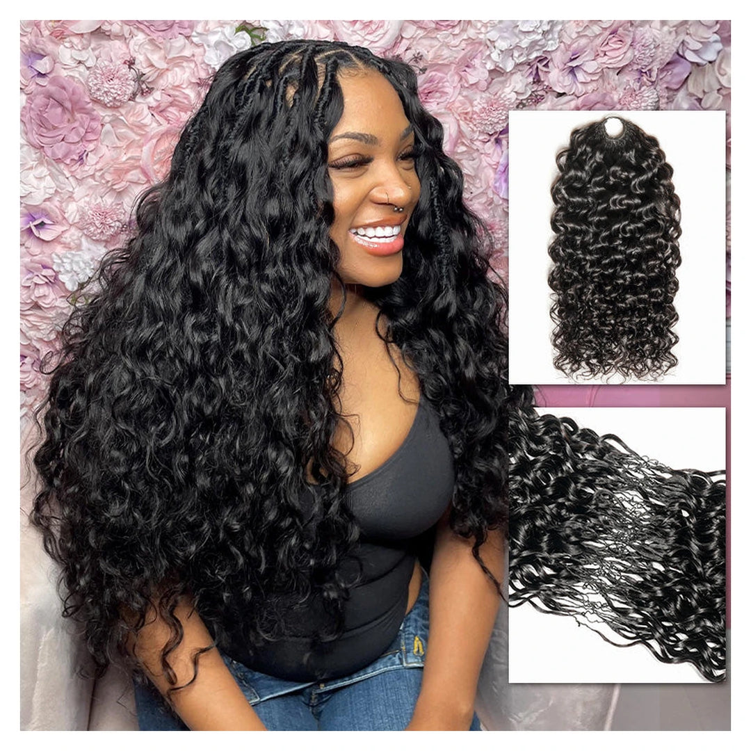 Water Wave human hair crochet extensions — Natural Black