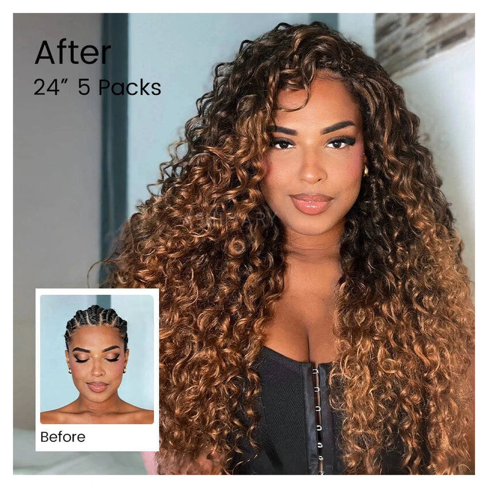 Water Wave human hair crochet extensions — #4 Chocolate Brown