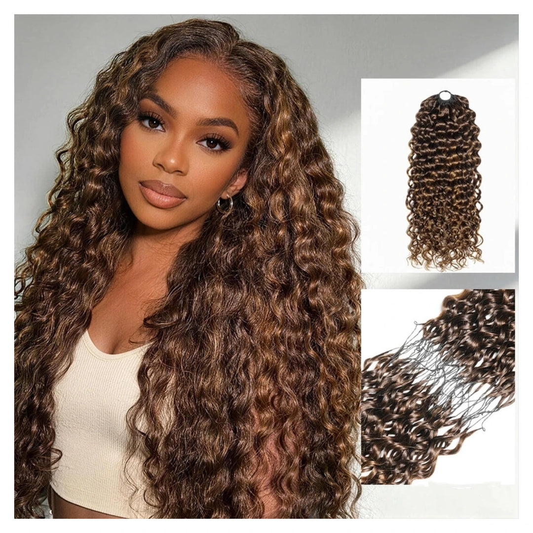Water Wave human hair crochet extensions — #4 Chocolate Brown