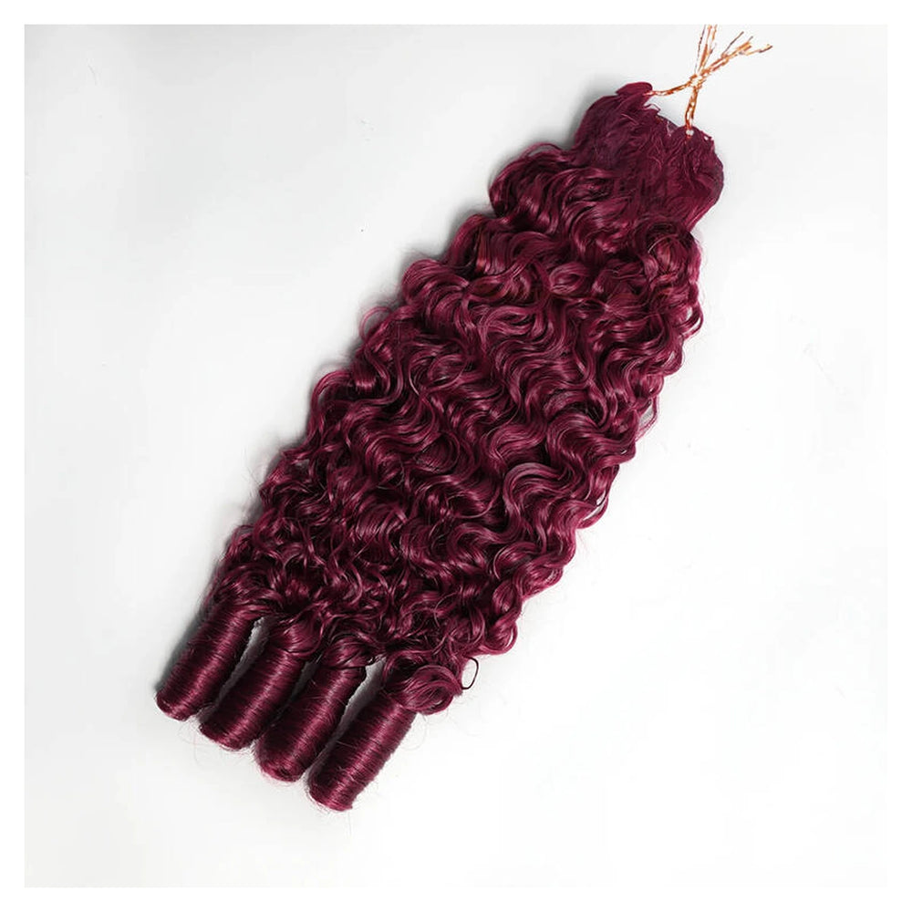 Burmese Curly human hair crochet extensions — 99J Burgundy