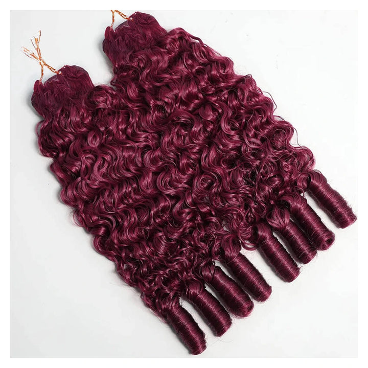 Burmese Curly human hair crochet extensions — 99J Burgundy