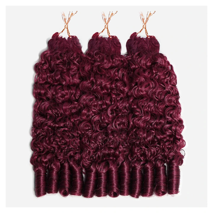 Burmese Curly human hair crochet extensions — 99J Burgundy